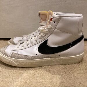 Nike White and Black Leather High-Tops Blazers